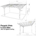 Complete Self-Assembly Lean-To Pergola Vista  Kit With Corrugated Roofing Sheets