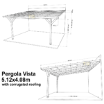 Complete Self-Assembly Lean-To Pergola Vista  Kit With Corrugated Roofing Sheets