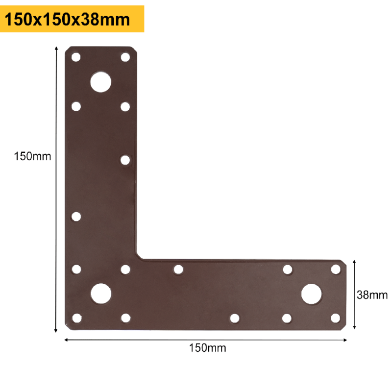 Heavy Duty Flat Corner Plate L Shape 90 Degree Right Angle Bracket Mending Brace Jointing Plate 150x150x38mm
