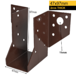 Heavy Duty Powder Coated Face Fix Joist Hanger | Pergola Rafter Hanger 47x97mm