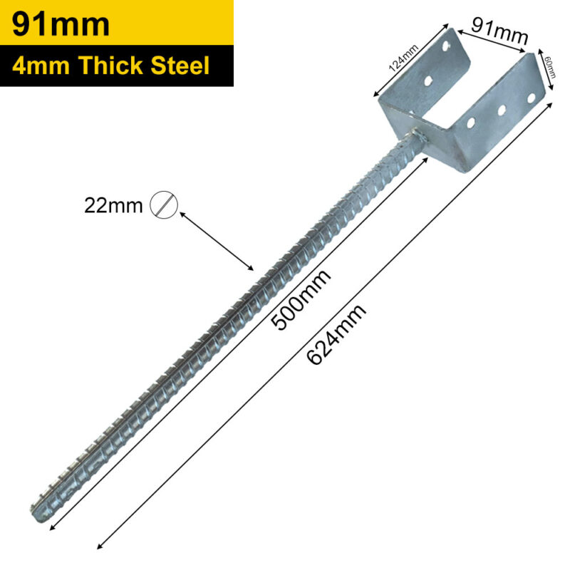 Heavy-Duty Galvanised Concrete-In Pergola Post Support | Ground Anchor | Foundation Foot Base