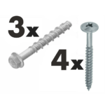 Set of fixings for a pergola post bracket - 3 bolts and 4 wafers