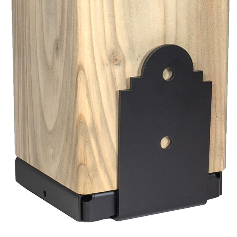 Heavy Duty Black Down Post Pergola Support With Spacer – Premium Post Ground Anchor for Pergolas, Gazebos & Garden Structures