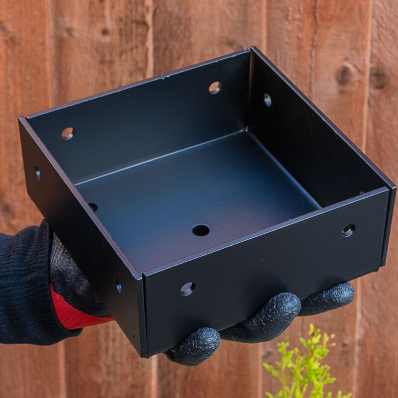 Heavy Duty Black Powder Coated Bolt Down Pergola Post Support | Fence Post Bracket | Post Holder