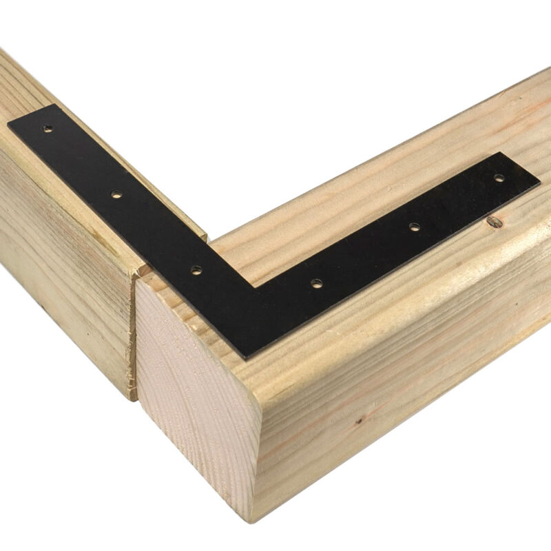 Black Heavy Duty Flat Corner Bracket – L-Shaped Angle Repair Brace with Powder-Coated Finish - Mending Corner Brace