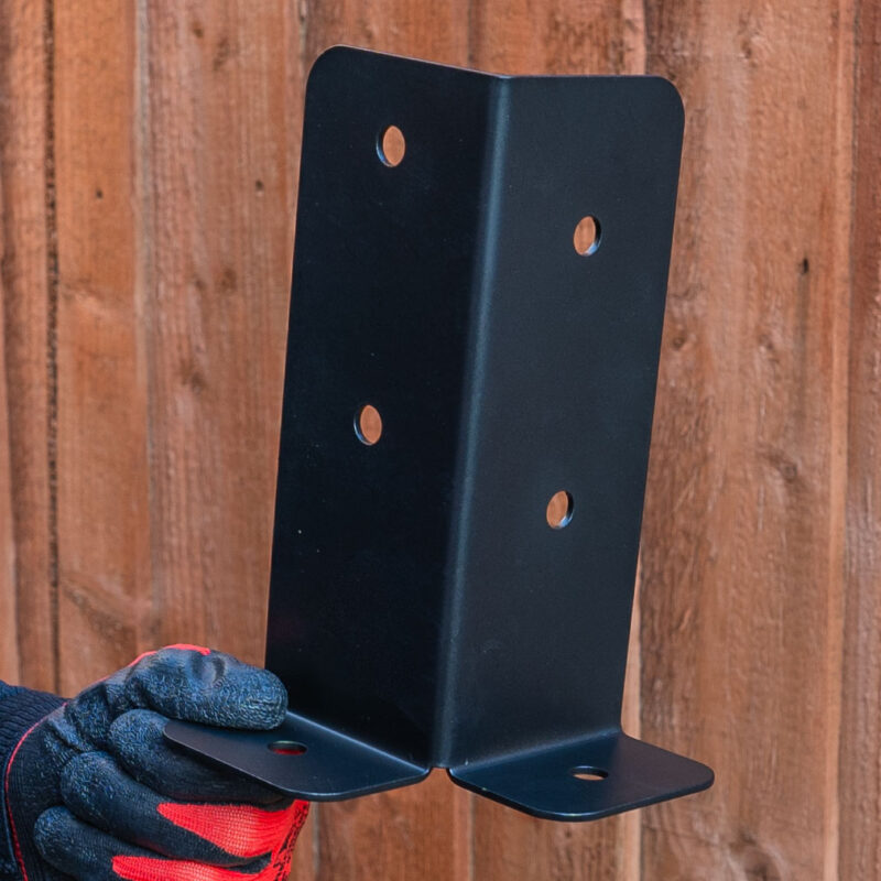 Heavy Duty Black Pergola Bolt Down Post Support | Wooden Post Corner Bolt Down Bracket