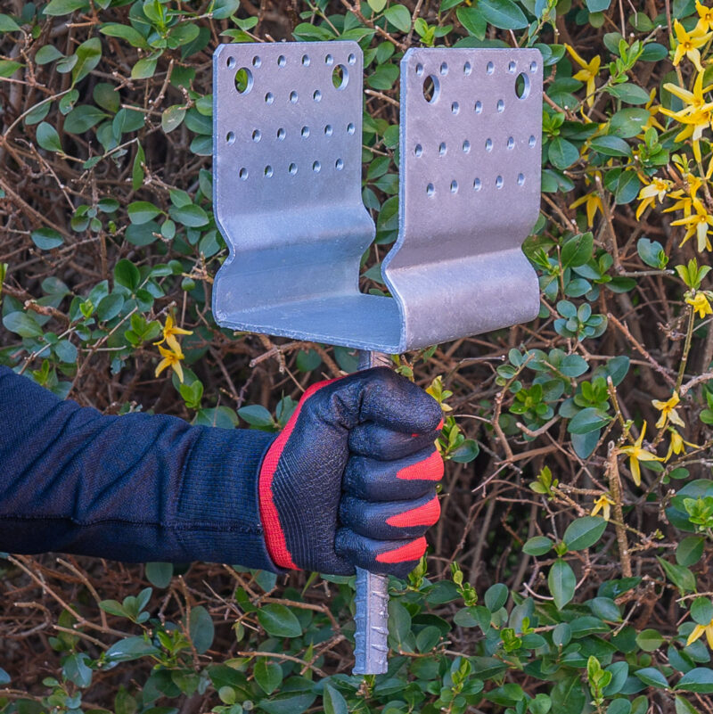 Heavy Duty Hot Dip Galvanised U-Shape Pergola Post Support | 4mm Thick Post Bracket & Ground Anchor for Concreting