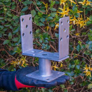 Heavy Duty Hot Dip Galvanised Adjustable 140–200mm Bolt Down Pergola Post Support Base
