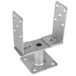 Heavy Duty Hot Dip Galvanised Adjustable 140–200mm Bolt Down Pergola Post Support Base
