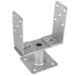 Heavy Duty Hot Dip Galvanised Adjustable 140–200mm Bolt Down Pergola Post Support Base