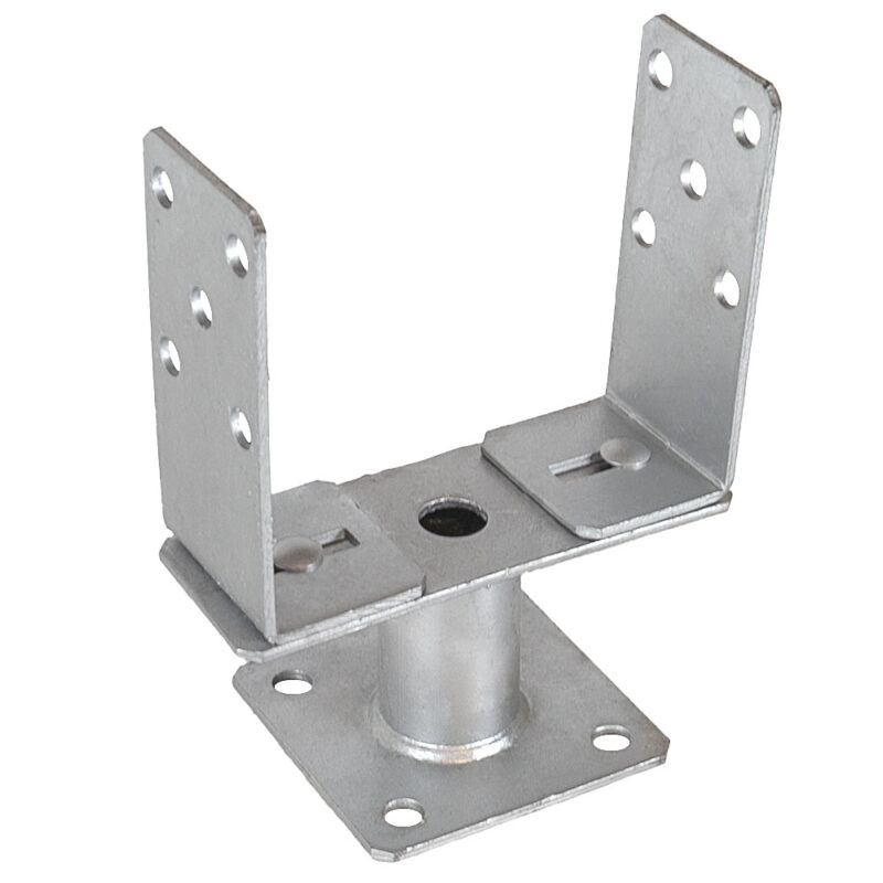 Heavy Duty Hot Dip Galvanised Adjustable 140–200mm Bolt Down Pergola Post Support Base