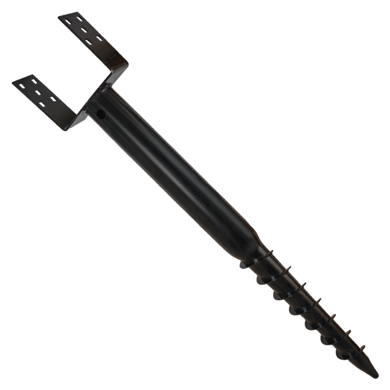 Heavy Duty Black Galvanised Ground Screw | Post Anchor | Metal Ground Post Spike for Timber Posts & Foundations