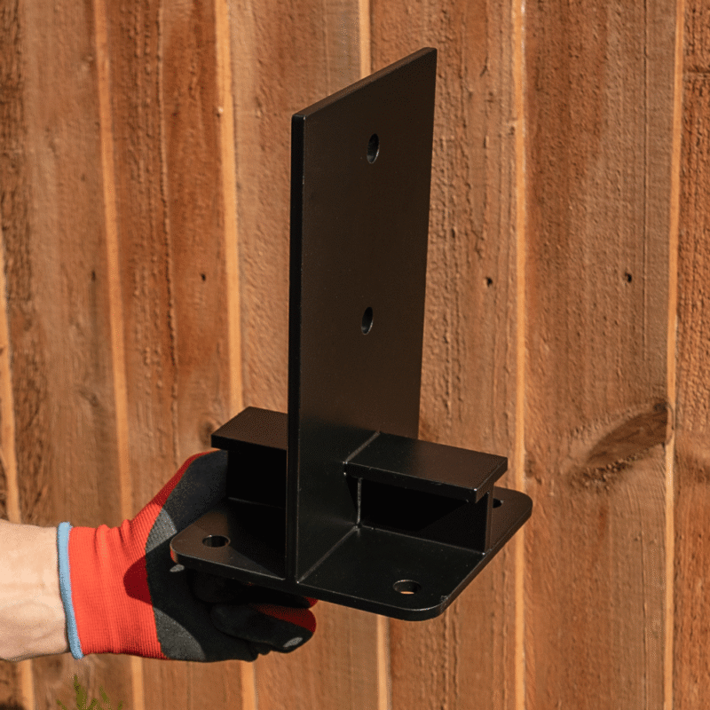 Heavy Duty Black Galvanised Internal Bolt Down Pergola Post Support – Internal Post Anchor Bracket Base for Fencing, Gazebos, Canopies & Outdoor Structures