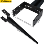 Heavy Duty Black Galvanised Adjustable Width Post Spike Support 60-150mm - 6x6" | Adjustable Fence Post Spike | Post Spike Bracket