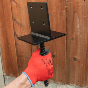 Heavy Duty Black Galvanised Internal Concrete-In Pergola Post Support – Steel Ground Anchor Base for Outdoor Structures