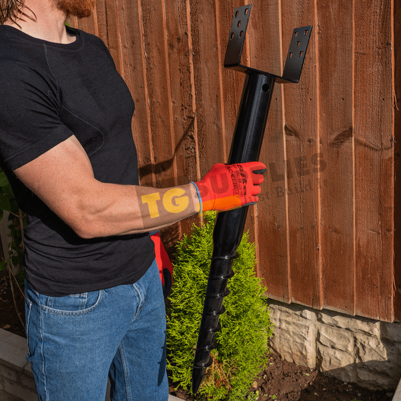 Heavy Duty Black Galvanised Ground Screw | Post Anchor | Metal Ground Post Spike for Timber Posts & Foundations