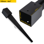 Heavy Duty Black Galvanised Pergola Post Spike – Fence Post Ground Anchor for Wooden Posts