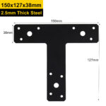 Black Heavy Duty Tee Plate Brace Flat T Shape Repair Bracket Tee Corner Brace