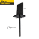 Heavy Duty Black Galvanised Internal Concrete-In Pergola Post Support – Steel Ground Anchor Base for Outdoor Structures