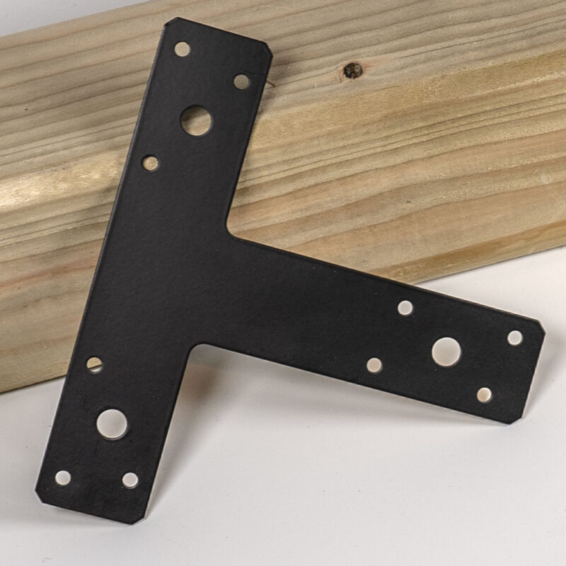 Black Heavy Duty Tee Plate Brace Flat T Shape Repair Bracket Tee Corner Brace