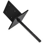 Heavy Duty Black Galvanised Internal Concrete-In Pergola Post Support – Steel Ground Anchor Base for Outdoor Structures
