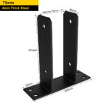 Heavy Duty Black Galvanised Bolt Down Pergola Post Support | Post Anchor Bracket | Fence Post Support Base