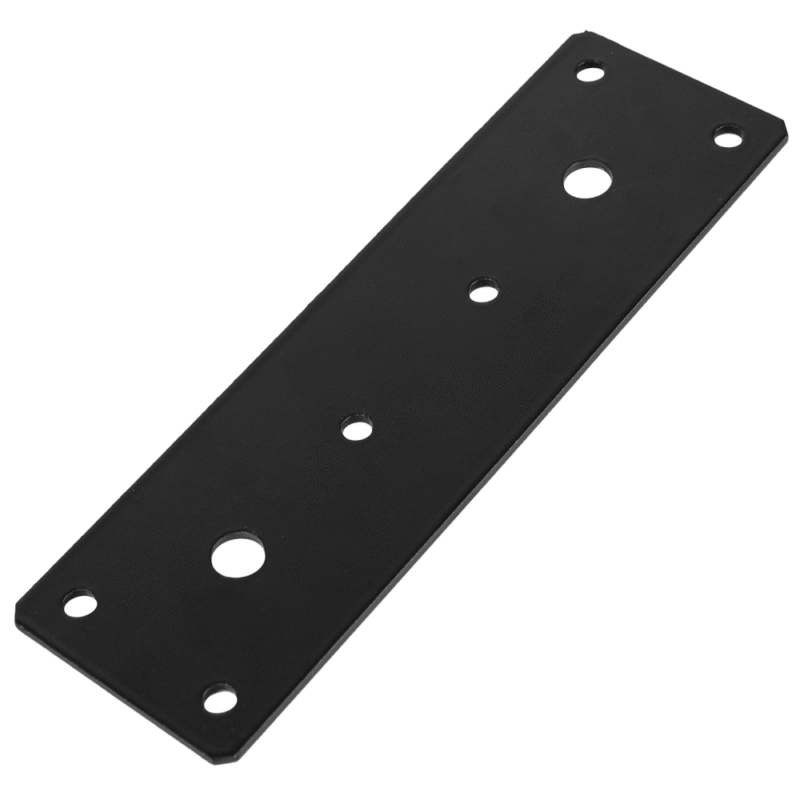 Heavy Duty Black Construction Repair Mending Bracket – 3mm Thick Flat Structural Metal Plate Connector – Jointing Plate