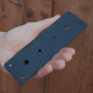 Heavy Duty Black Construction Repair Mending Bracket – 3mm Thick Flat Structural Metal Plate Connector – Jointing Plate