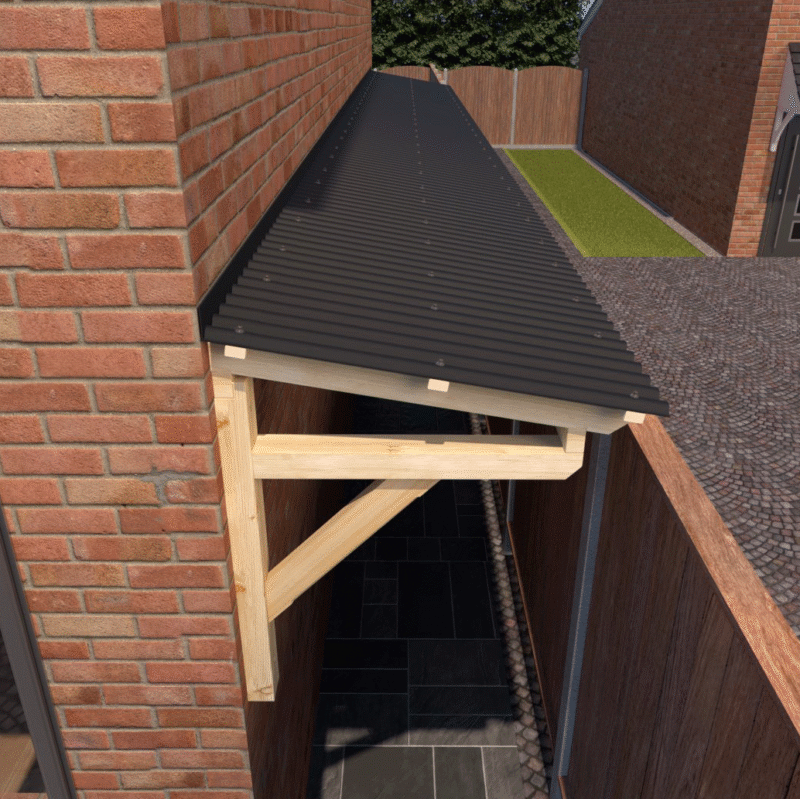 Complete Self-Assembly Arcadia Canopy Kit with Corrugated Roofing for Walkways, Over the Door and Storage Shelters