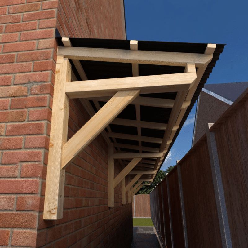 Complete Self-Assembly Arcadia Canopy Kit with Corrugated Roofing for Walkways, Over the Door and Storage Shelters