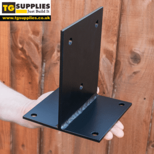 Heavy Duty Black Galvanised Internal Bolt Down Pergola Post Support – Internal Post Bracket Ground Anchor for Outdoor Structures