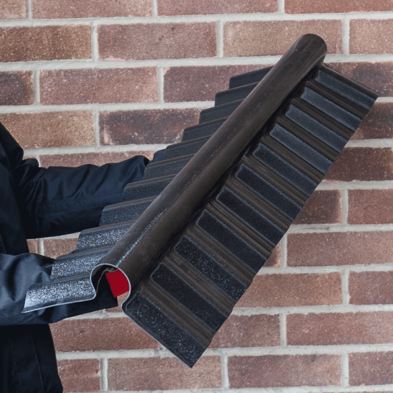 Black PVC Ridge Cap for CorruPlast® Corrugated Roofing Sheets – Profile 76/18 – 800mm