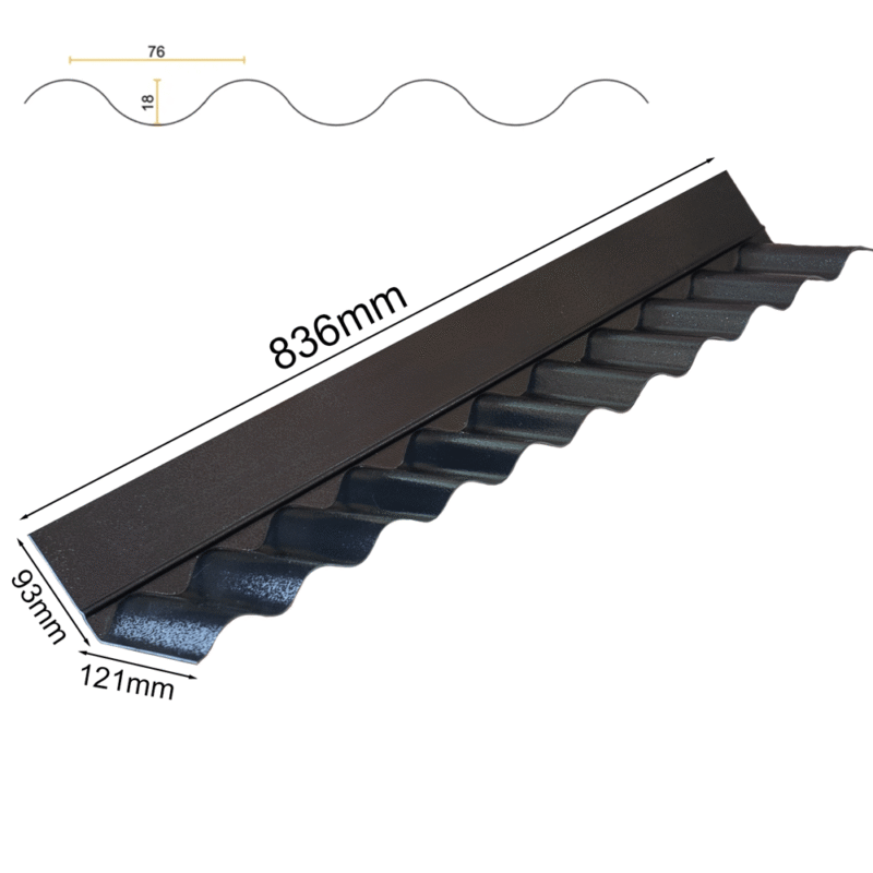 Black PVC Wall Flashing for CorruPlast® Corrugated Roofing Sheets – Profile 76/18 - 836mm