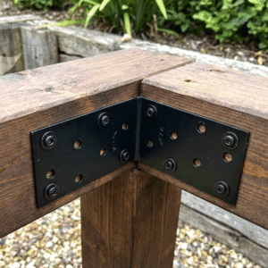 Heavy Duty Black Galvanised Steel Corner Angle Bracket – Timber Joining & Reinforcement Brace 80x80x40mm