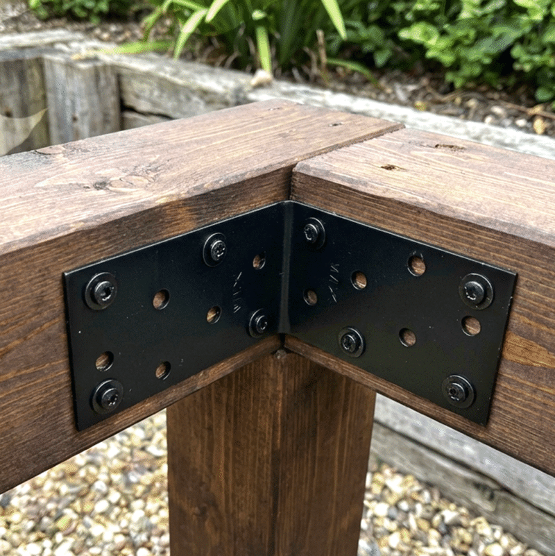 Heavy Duty Black Galvanised Steel Corner Angle Bracket – Timber Joining & Reinforcement Brace 80x80x40mm