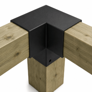 Heavy Duty Three Way Pergola Corner Bracket Connector – Black Powder Coated Steel Connector For Timber Pergolas