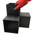 Heavy Duty Three Way Pergola Corner Bracket Connector – Black Powder Coated Steel Connector For Timber Pergolas