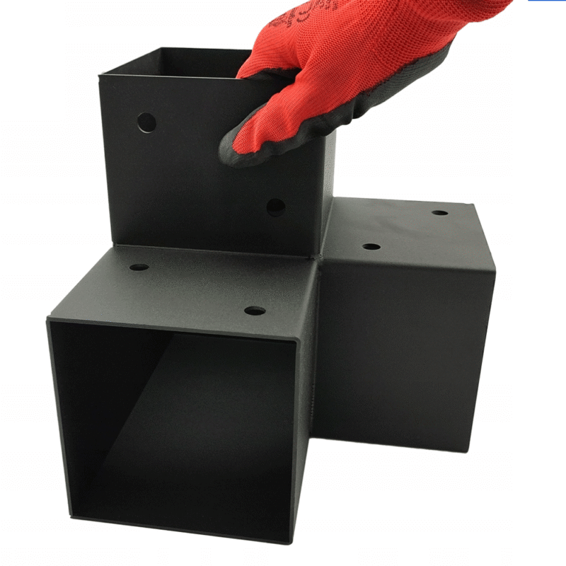 Heavy Duty Three Way Pergola Corner Bracket Connector – Black Powder Coated Steel Connector For Timber Pergolas