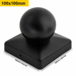 Black Metal Ball Fence Post Cap Finial Square Post Topper Decorative Garden Fence 100x100mm 4x4"