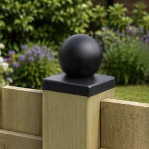 Black Metal Ball Fence Post Cap Finial Square Post Topper Decorative Garden Fence
