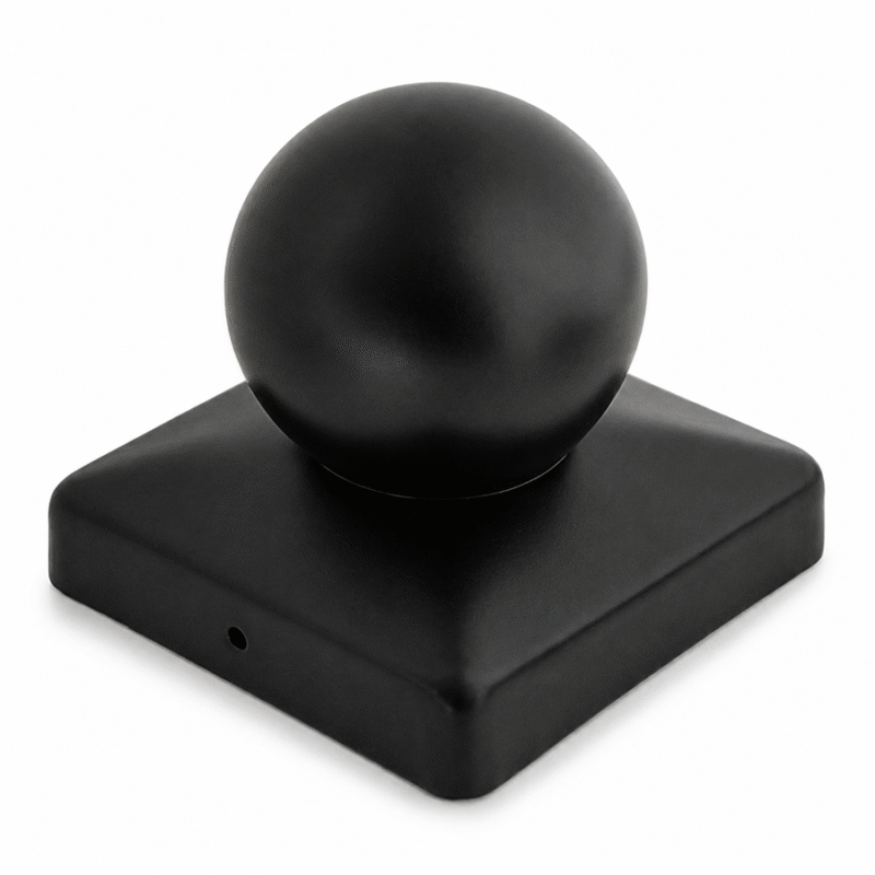 Black Metal Ball Fence Post Cap Finial Square Post Topper Decorative Garden Fence