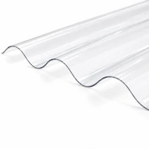Clear CorruTuf polycarbonate roofing sheet showing the rounded 76/18 corrugated profile
