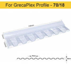 Clear PVC Greca 76/10mm wall flashing for corrugated roofing sheets
