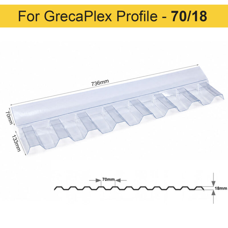 Clear PVC Greca 76/10mm wall flashing for corrugated roofing sheets