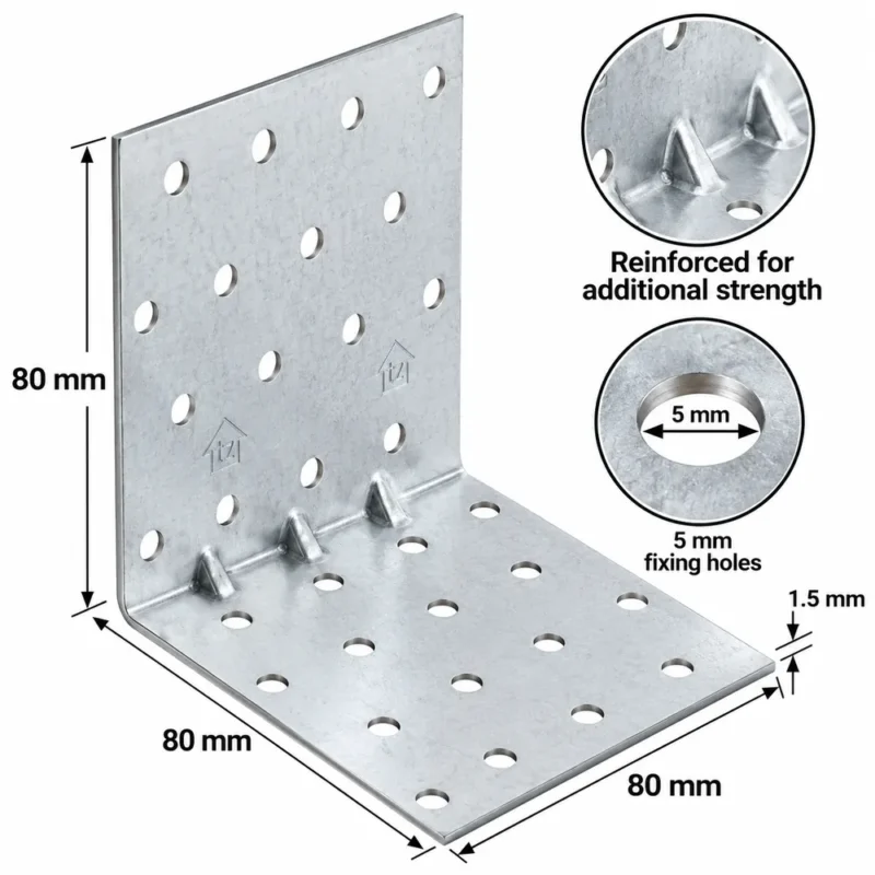 Heavy Duty Galvanised Reinforced Angle Brackets